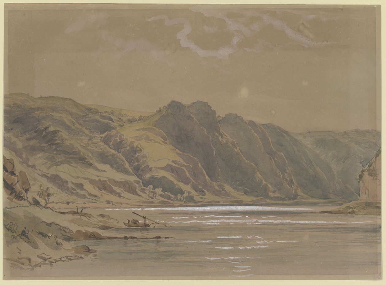 Vista do Reno com altas margens arborizadas de Carl Morgenstern