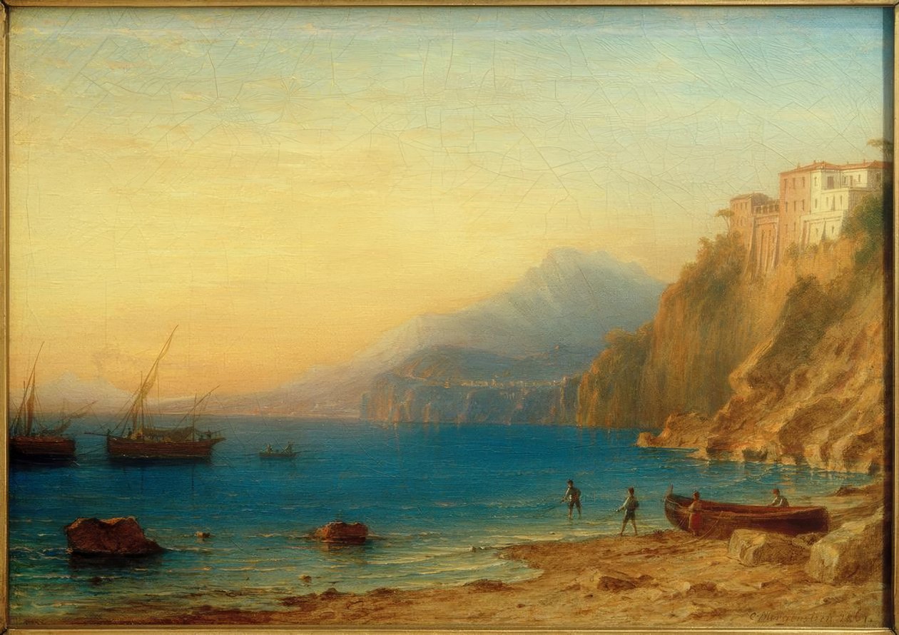 Torquato Tasso, Casa do Pai em Sorrento - Pintura v. Chr. C.Morgenstern de Carl Morgenstern