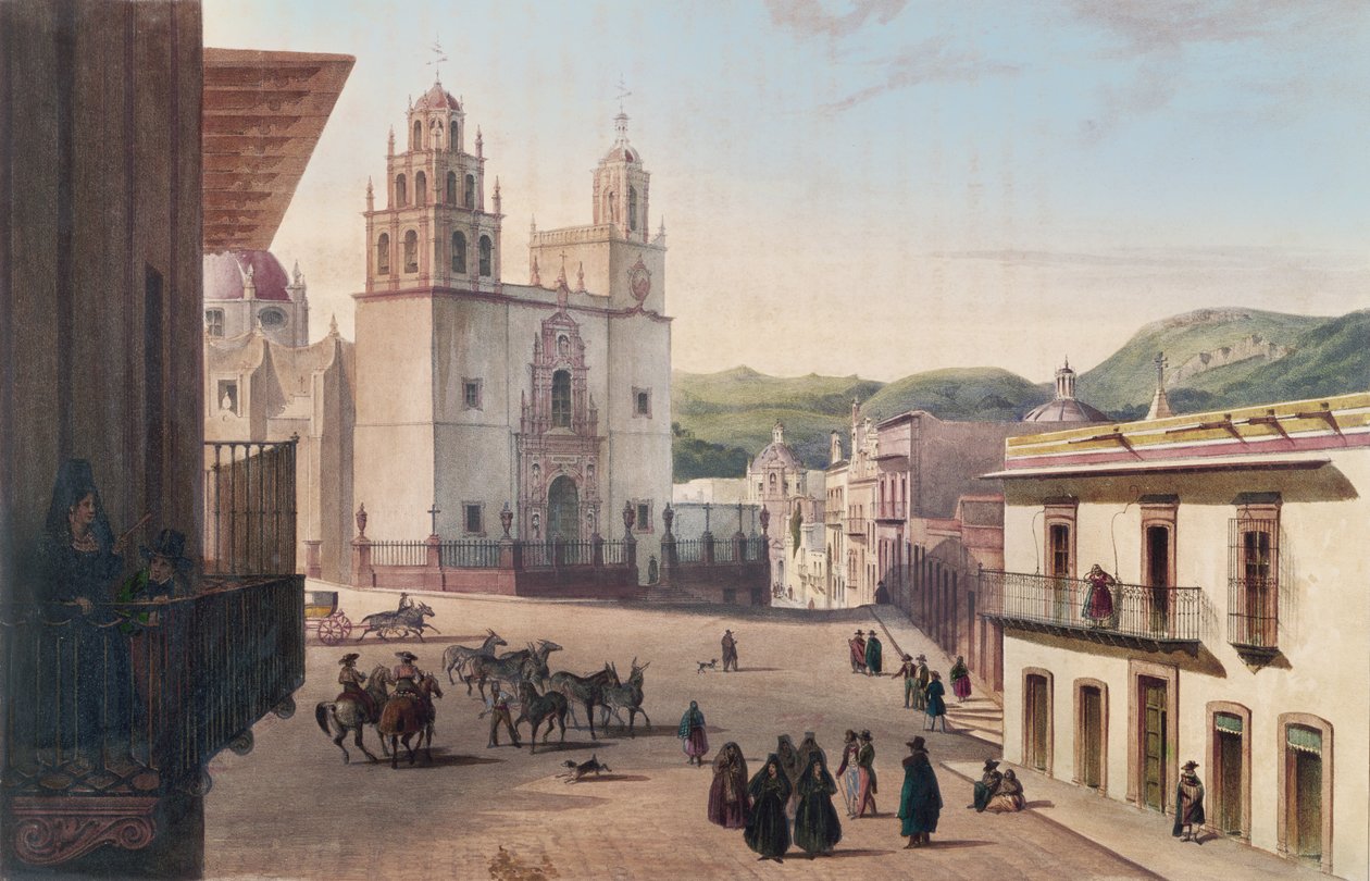 Plaza Mayor de Guanajuato (gravura colorida) de Carl Nebel