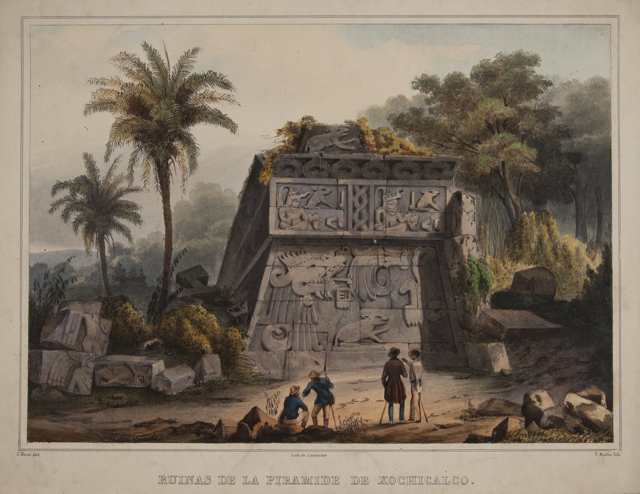 Ruínas da Pirâmide de Xochicalco de Carl Nebel