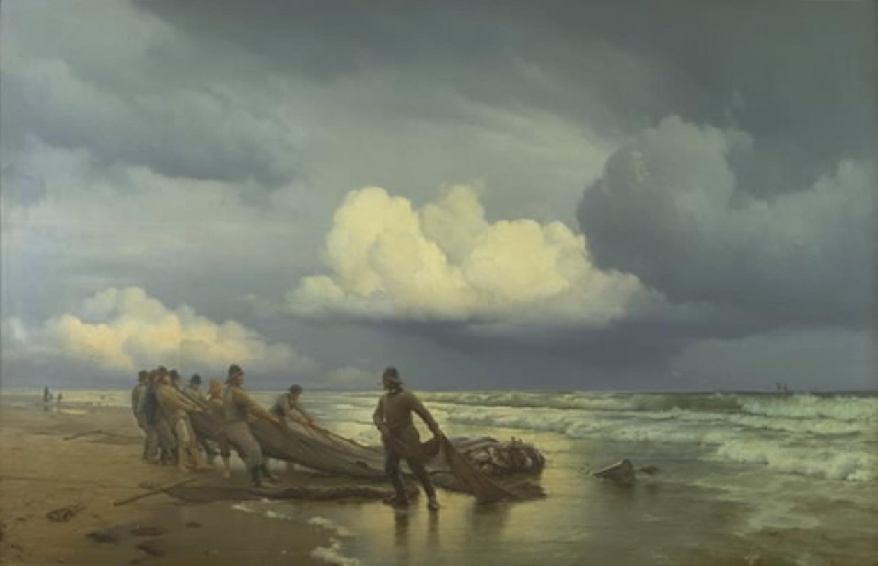 Pescadores se molham em Skagen Nordstrand de Carl Neumann
