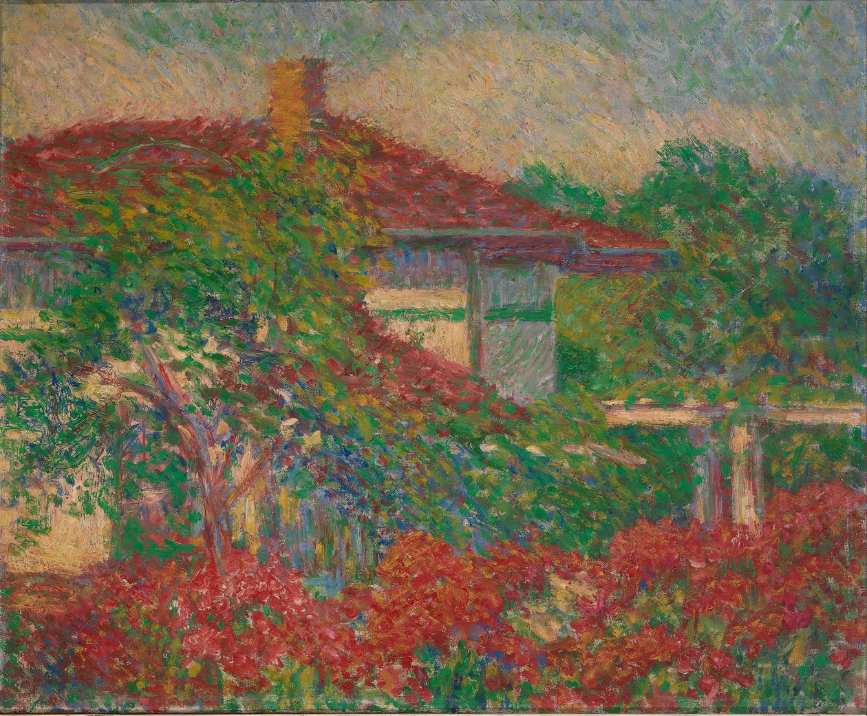 (Paisagem com edifício de teto vermelho) de Carl Newman