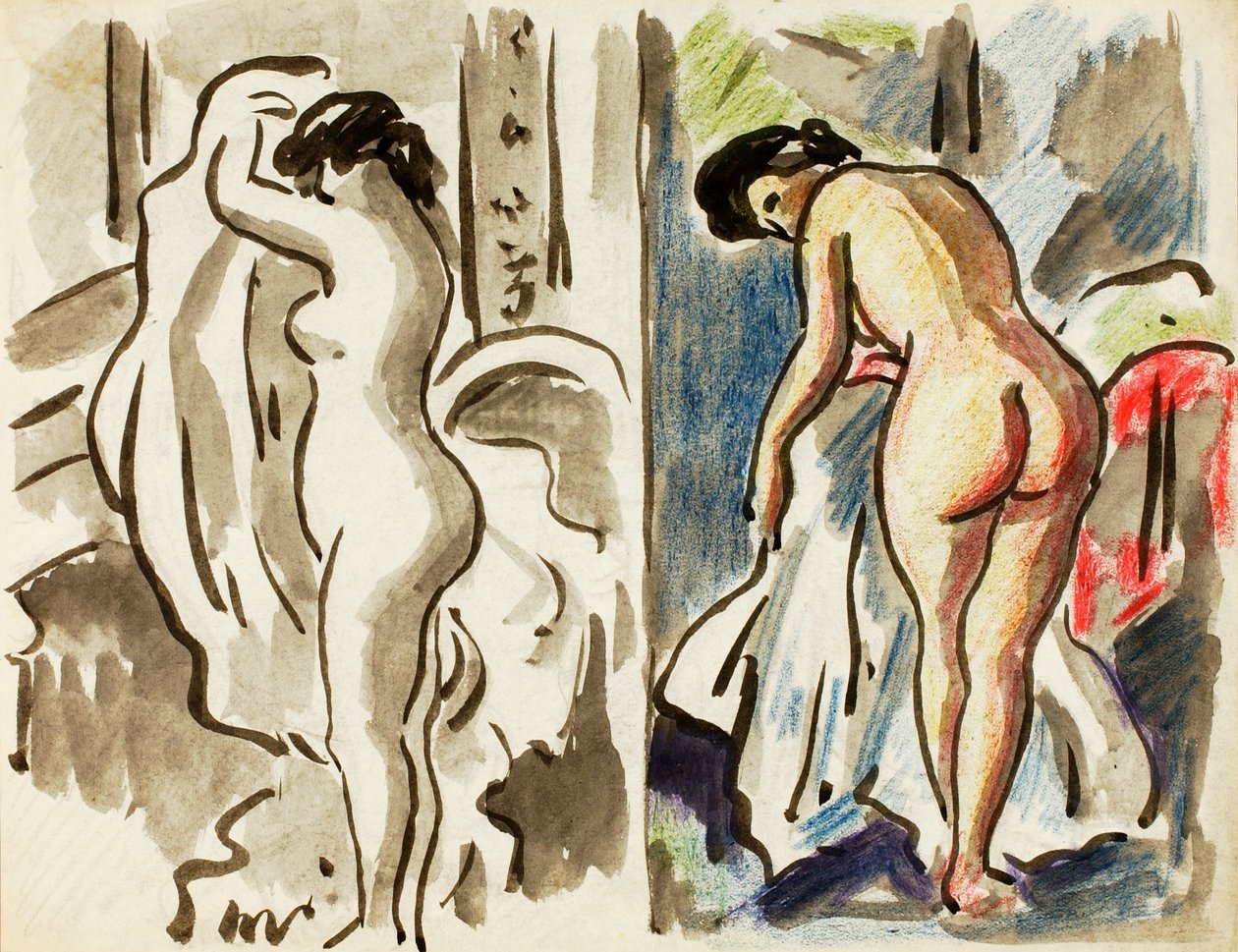Dois nus femininos em pé de Carl Newman