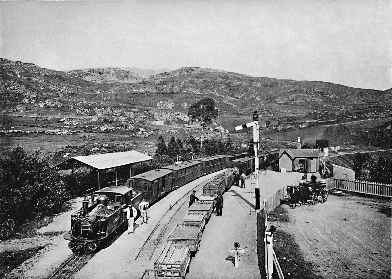 Estrada de ferro Ffestiniog: Estação Tan-Y-Bwlch, c1896 de Carl Norman