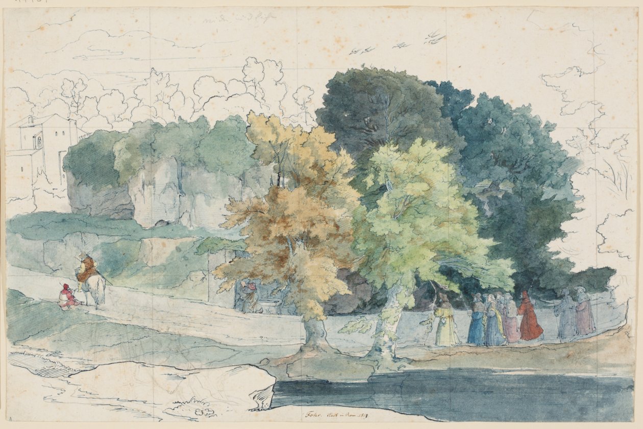 Paisagem italiana com figuras de staffage de Carl Philipp Fohr