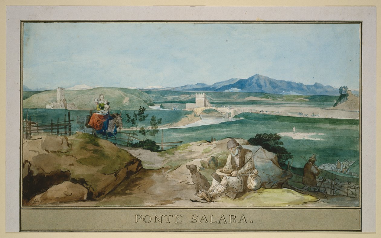 Paisagem perto de Roma com a Ponte Salario de Carl Philipp Fohr