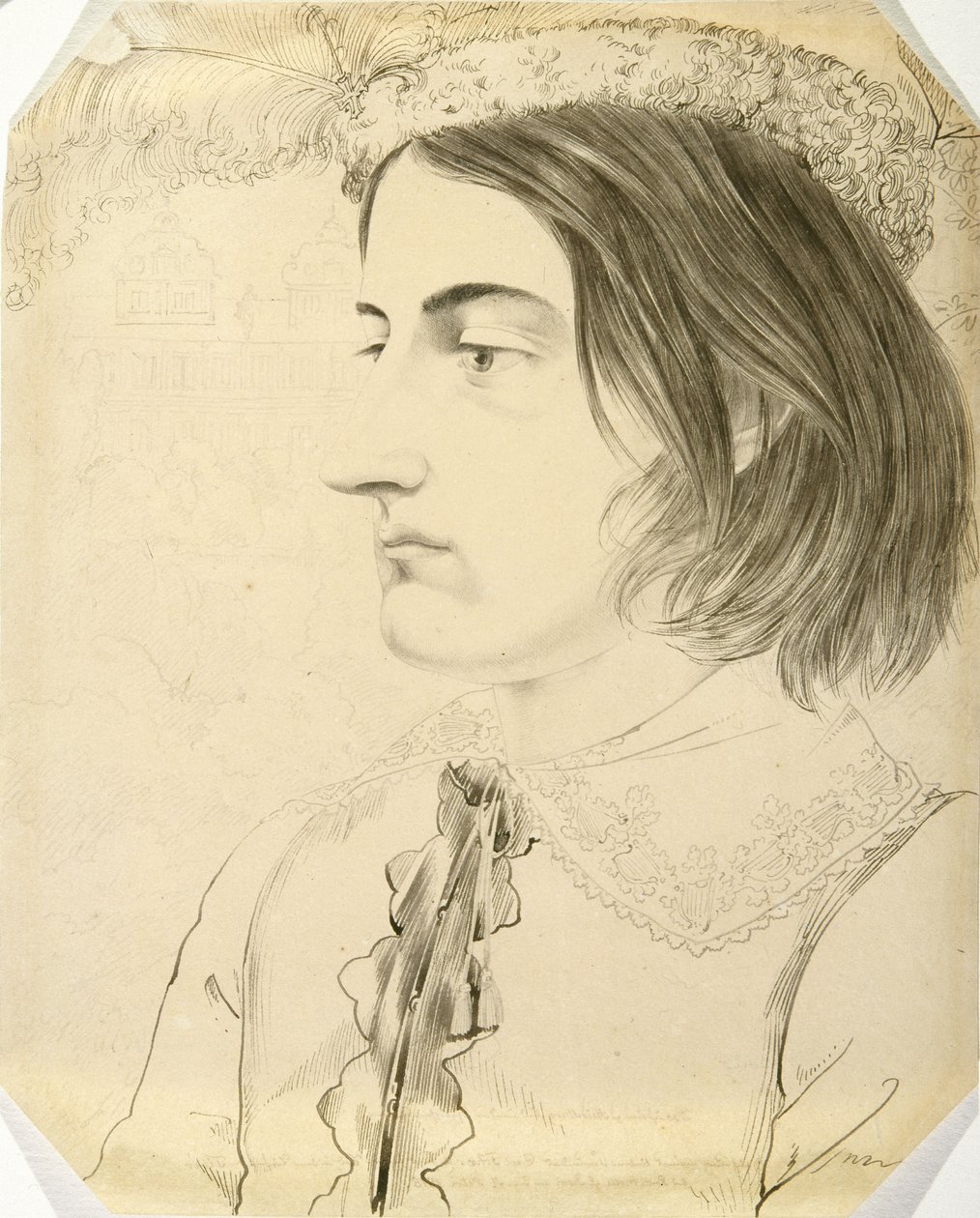 Ludwig Simon, Theological Student, 1816 (caneta e pincel e tinta preta em papel de capa) de Carl Philipp Fohr
