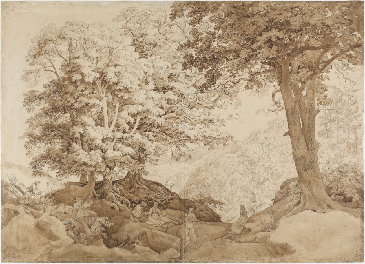 Descanso na floresta de carvalhos de Carl Philipp Fohr