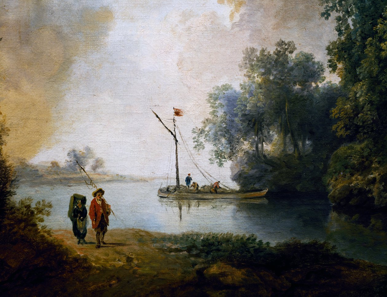Paisagem com rio, ca 1780, por Carl Philipp Schallhas (1767-1797), detalhe, Hungria de Carl Philipp Schallhas