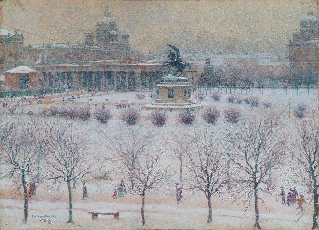 A Burgplatz exterior em Viena no Inverno de Carl Pippich