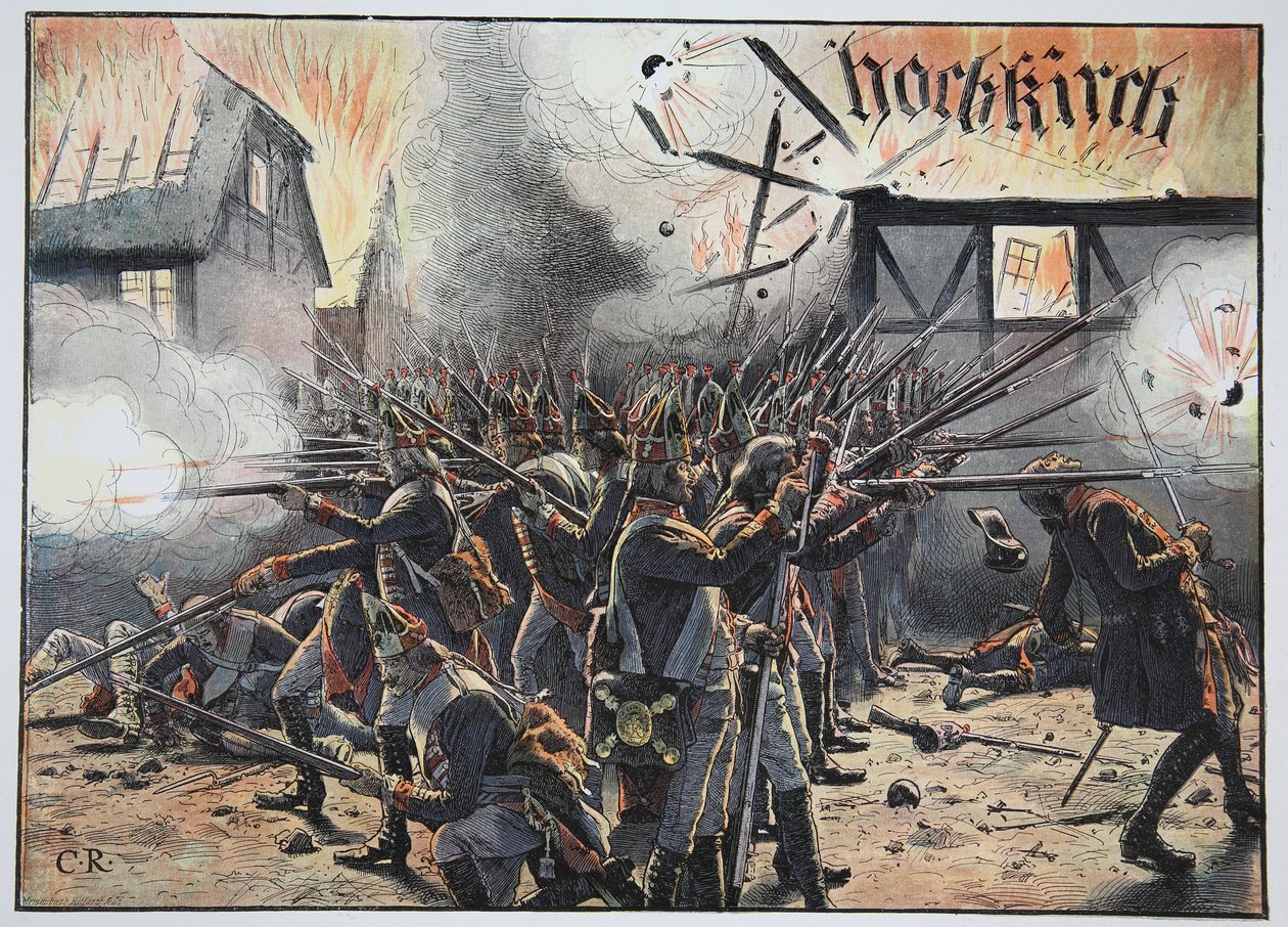 Noite caindo em Hochkirch, agosto de 1758 de Carl Röchling