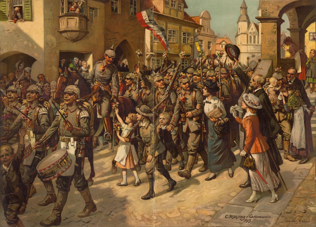 A mobilização em 1914. Imagem para o ensino de história das escolas, 1915 de Carl Rohling