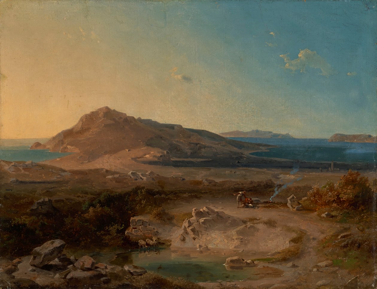 A ilha de Delos ao nascer do sol de Carl Rottmann