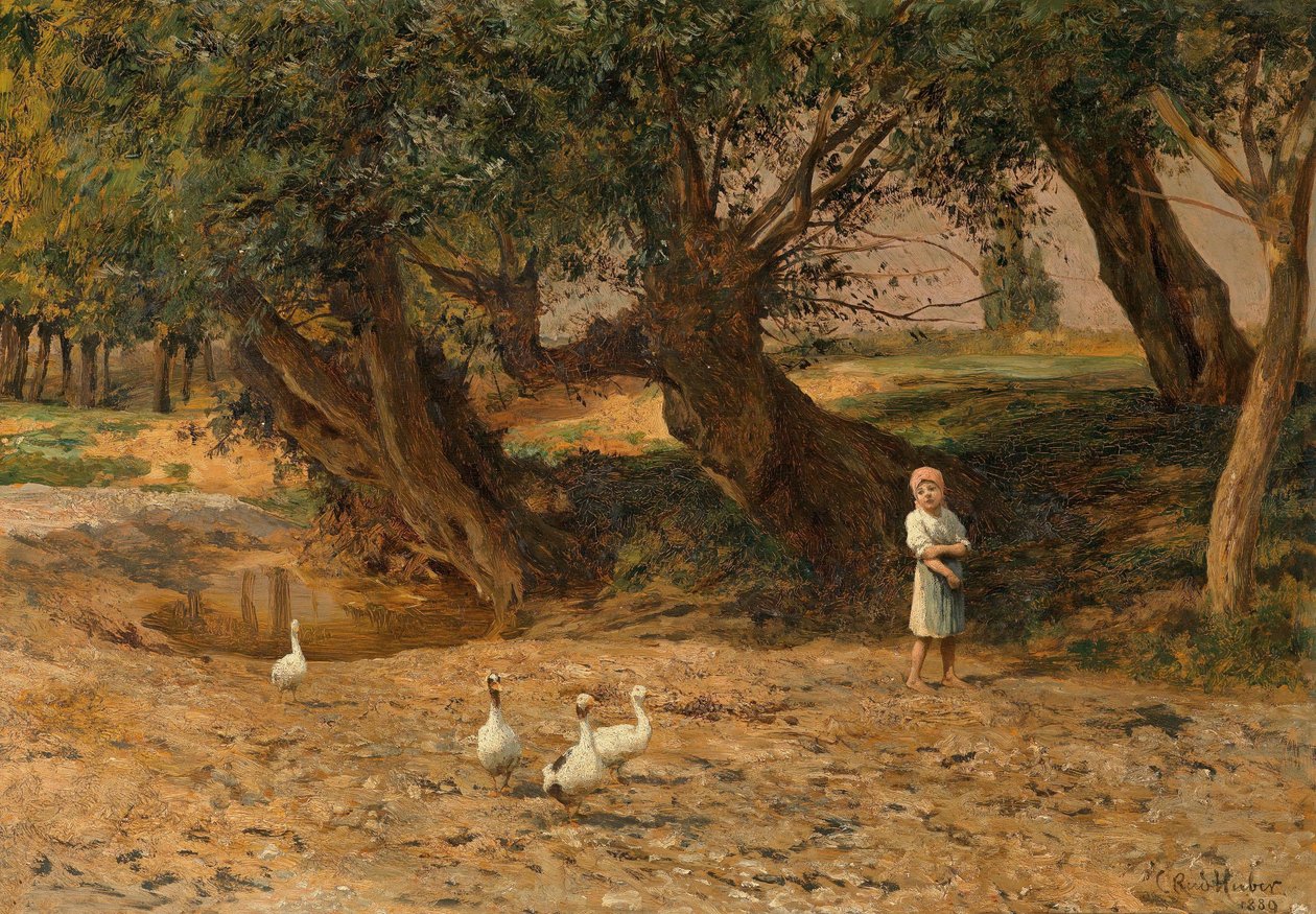 A menina ganso debaixo dos salgueiros de Carl Rudolf Huber