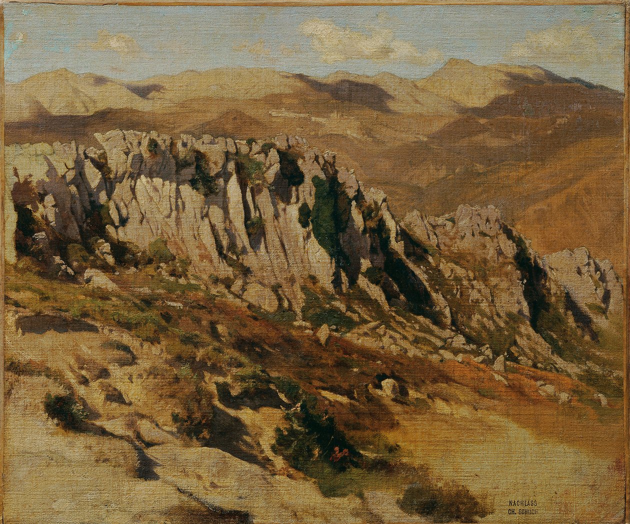 Paisagem rochosa perto de Olevano de Carl Schuch