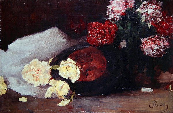 Still Life with Tea Roses, c.1885 (óleo sobre tela) de Carl Schuch