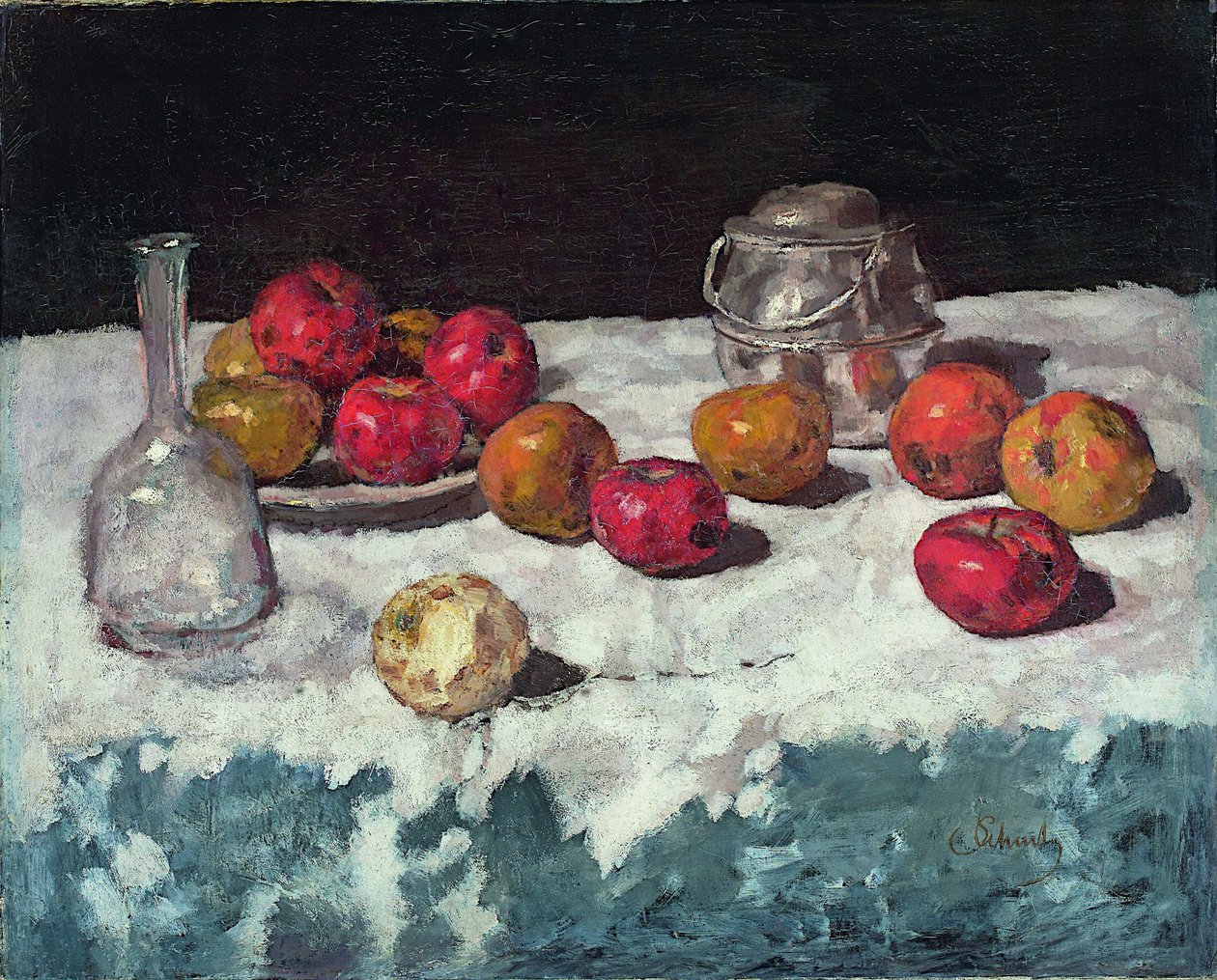 Natureza morta com maçãs, 1889 de Carl Schuch