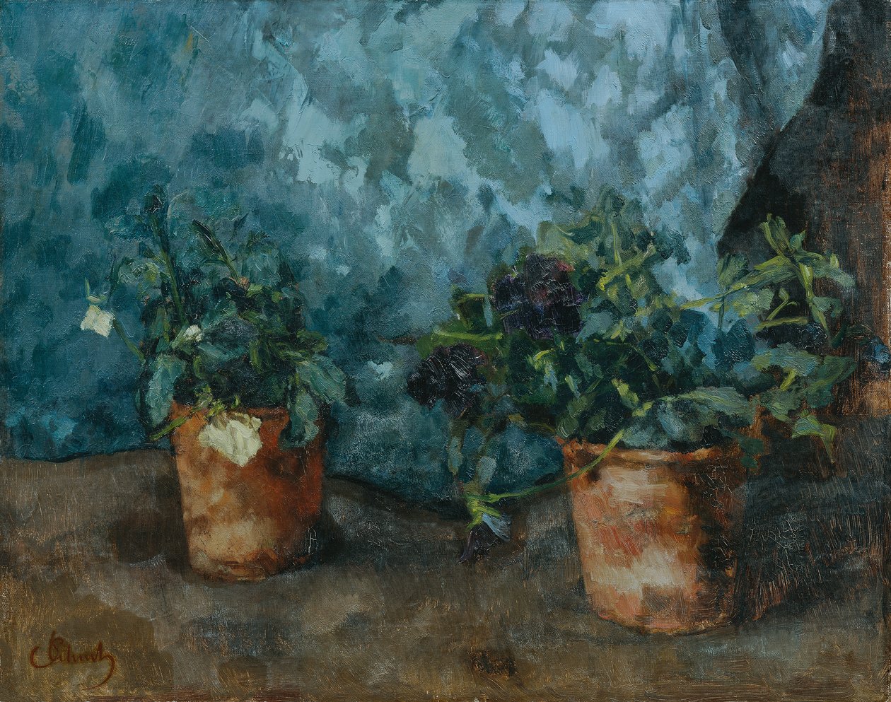 Natureza Morta com vasos de flores de Carl Schuch