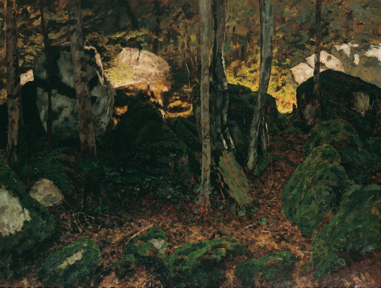 Interior da floresta perto de Saut du Doubs de Carl Schuch