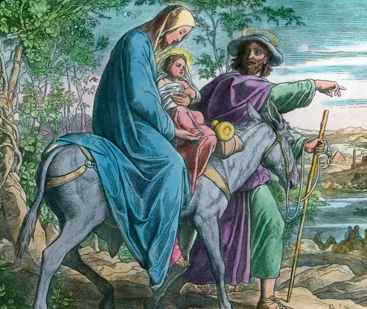 Fuga para o Egito. Ilustração bíblica (sem data) do pintor alemão Julius Schnorr von Carolsfeld (1794 - 1872). Data da imagem: cerca de 1900. Arquivo Carl Simon de Carl Simon