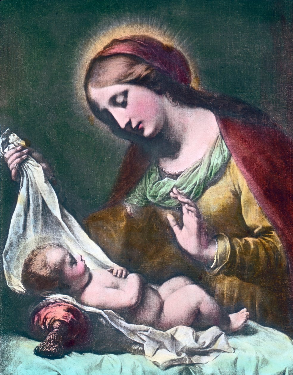 Madona e criança. Pintura (sem data) do pintor barroco italiano Carlo Dolci (1616 - 1686). Data da imagem: cerca de 1900. Arquivo Carl Simon de Carl Simon