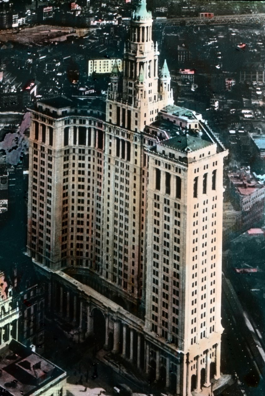 Estados Unidos da América, Nova Iorque, o Edifício Municipal de Manhattan, construído entre 1907-1914, data da imagem: cerca de 1920. Arquivo Carl Simon de Carl Simon