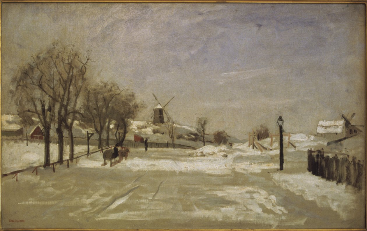 Inverno. Vista de Eriksberg, Estocolmo, c.1880 de Carl Skånberg