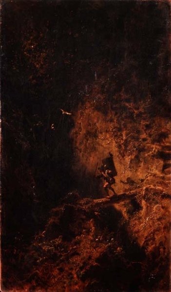 Um Viajante que atravessa uma Ravina de Carl Spitzweg