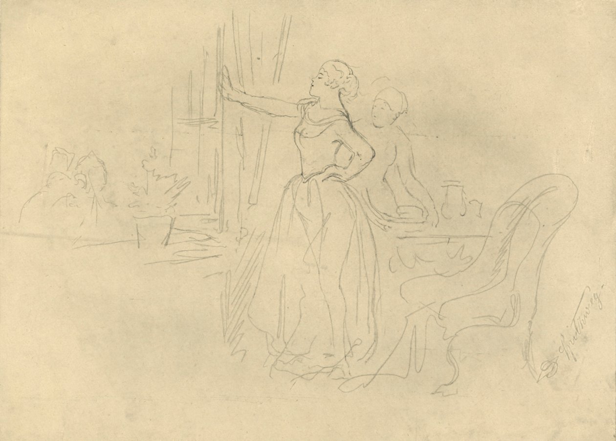 Am Fenster, meados do final do século XIX, c1924. de Carl Spitzweg
