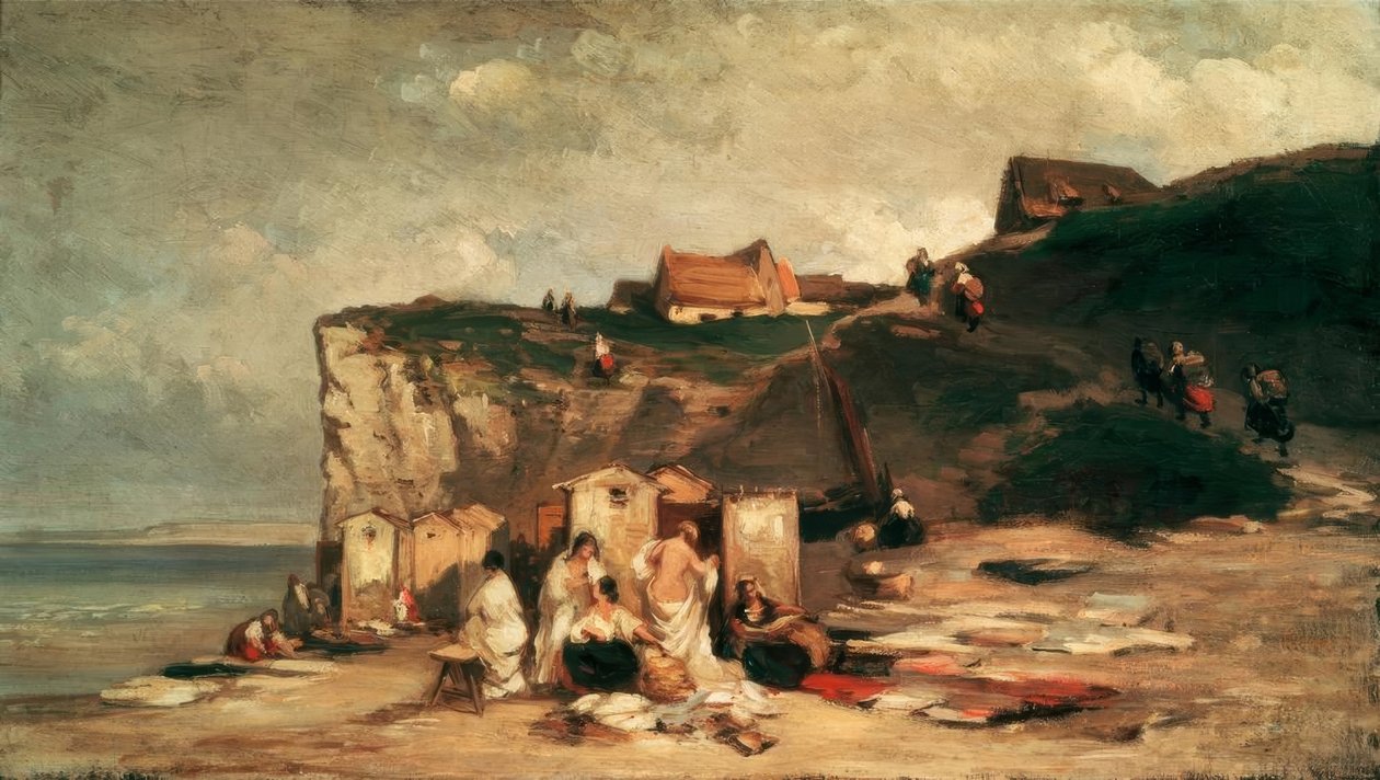Mulheres tomando banho à beira-mar em Dieppe III de Carl Spitzweg