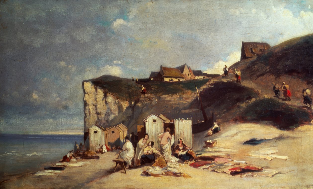 Banhistas à beira-mar em Dieppe I de Carl Spitzweg