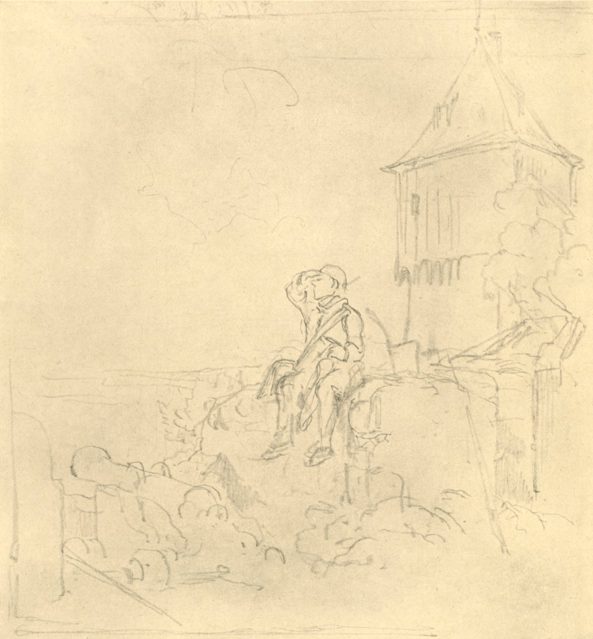 Berdächtiger Rauch, meados do século XIX, c1924. de Carl Spitzweg