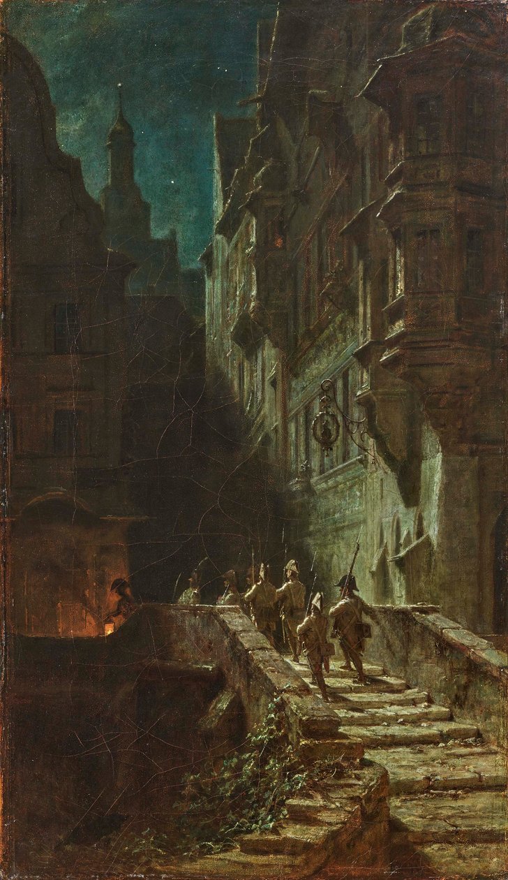 Ronda Noturna da Guarda de Multidão. de Carl Spitzweg