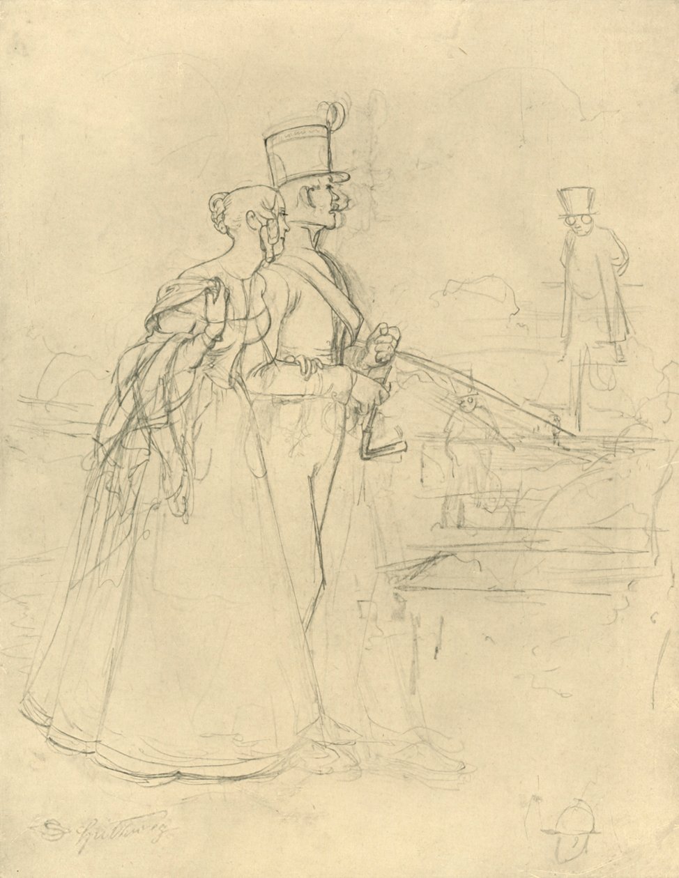 O encontro, meados do final do século XIX, c1924. de Carl Spitzweg