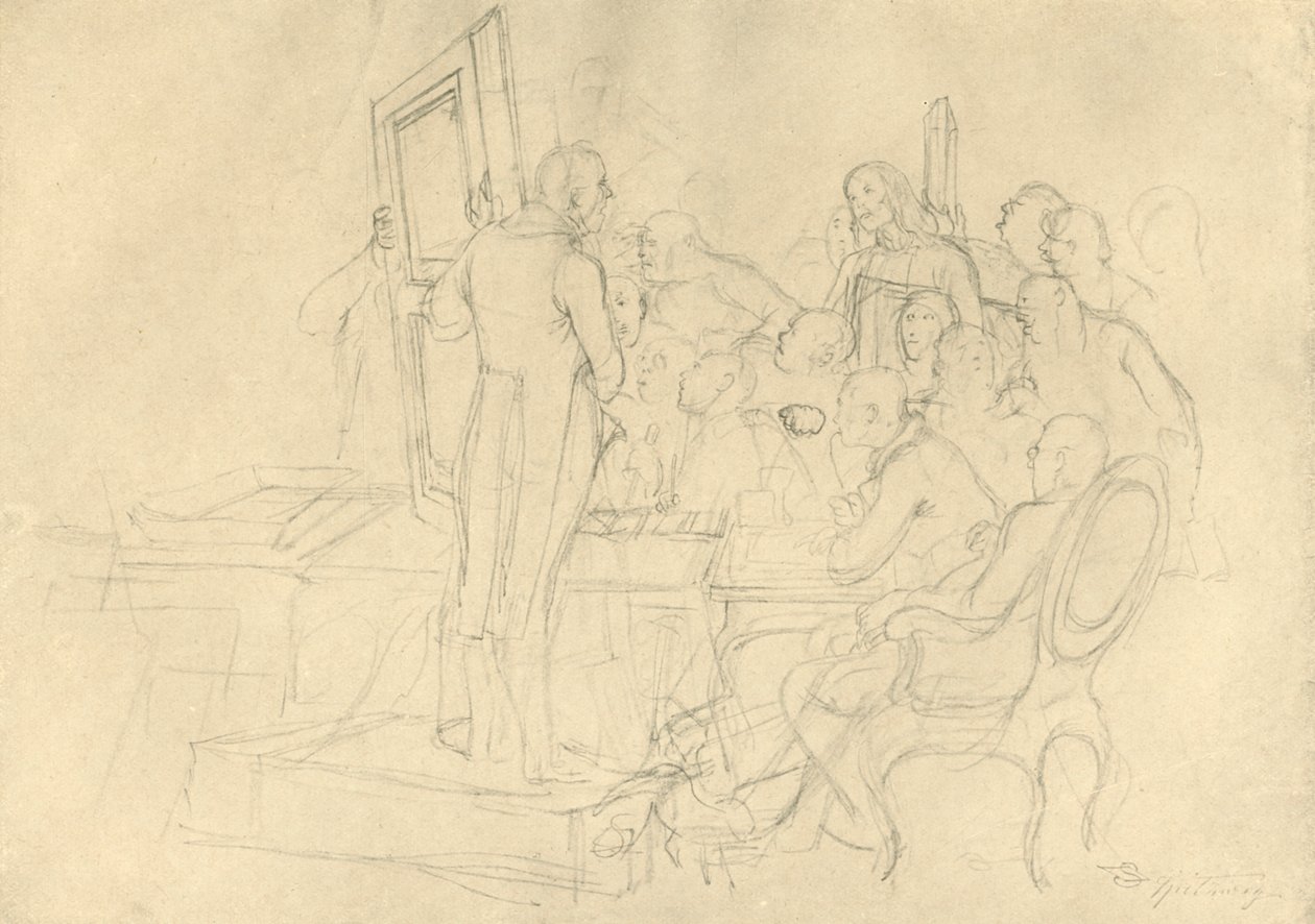 O leilão de arte, meados do final do século XIX, c1924. de Carl Spitzweg