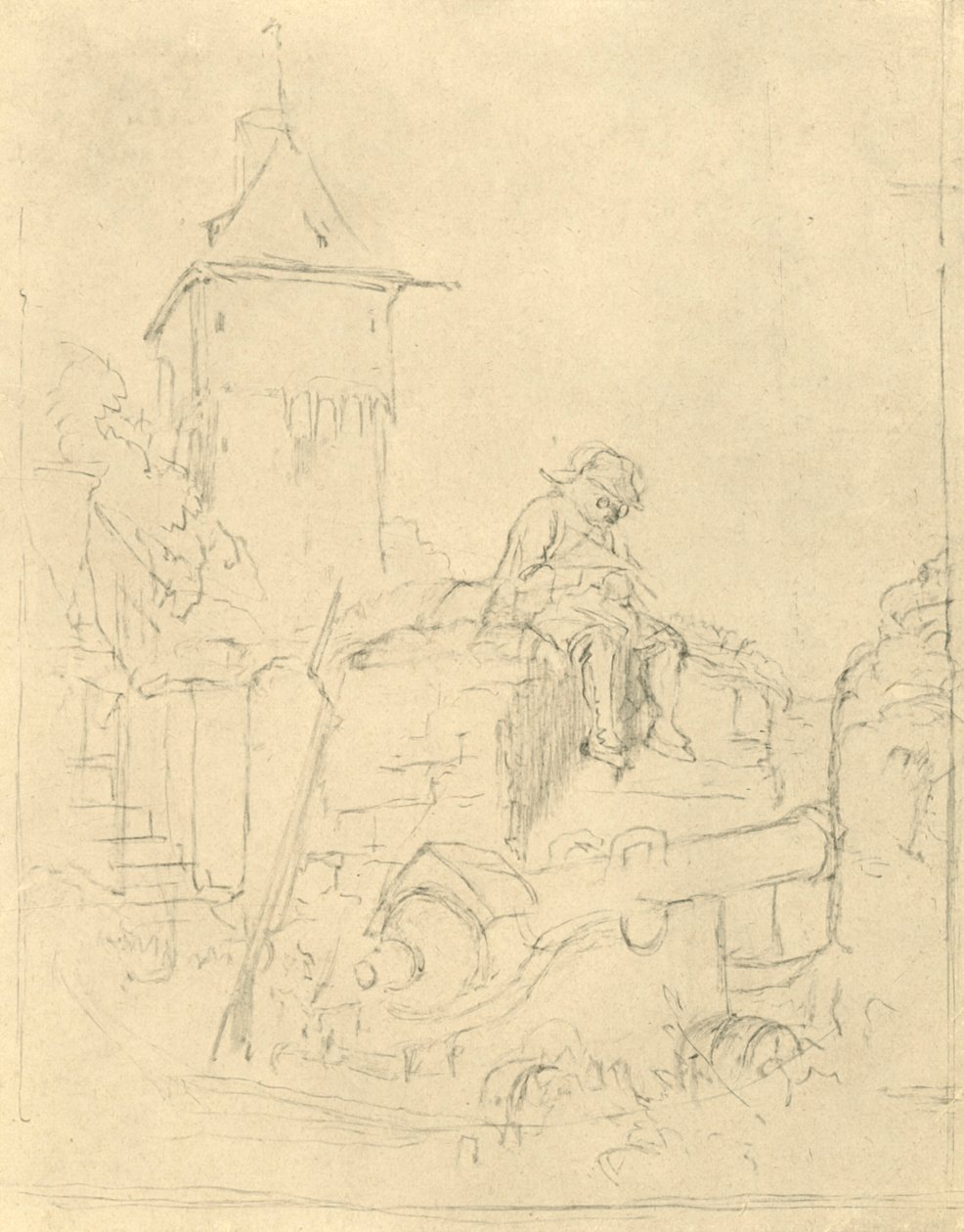 Die Schildwache, meados do século XIX, c1924. de Carl Spitzweg