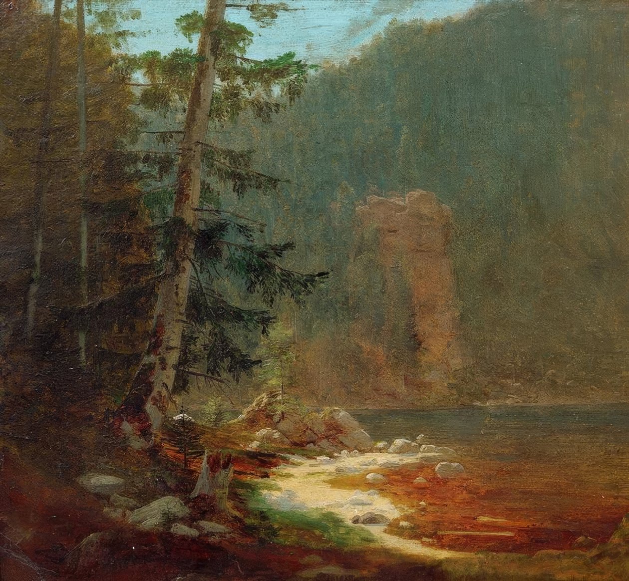 Desfiladeiro rochoso com riacho perto de Lenggries de Carl Spitzweg
