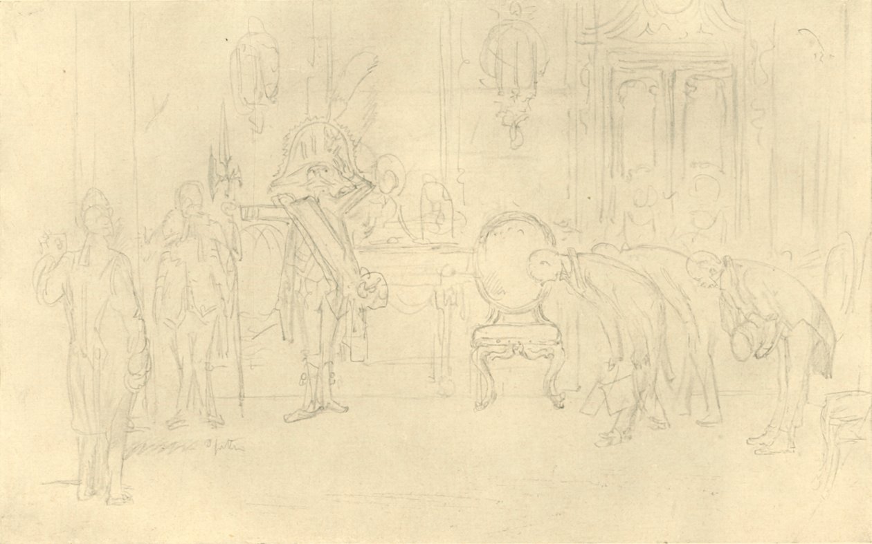 Na antecâmara de sua Alteza, meados do final do século XIX, c1924. de Carl Spitzweg