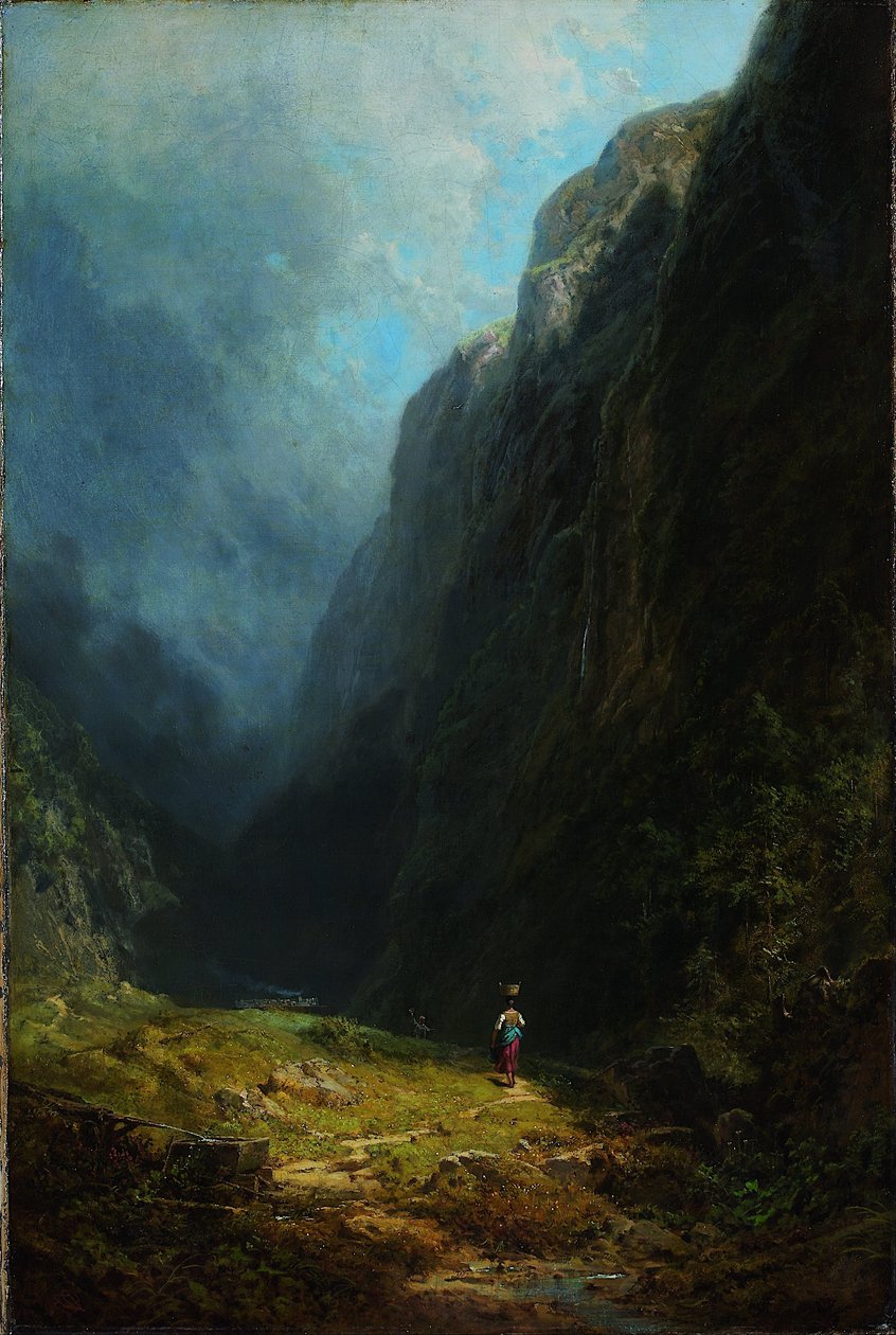 No Alpine High Valley (paisagem com o Monte Wendelstein) de Carl Spitzweg