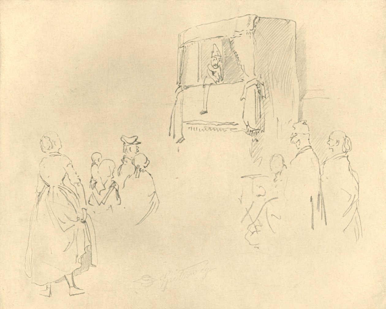 Kasperltheater I, meados do século XIX, c1924. de Carl Spitzweg