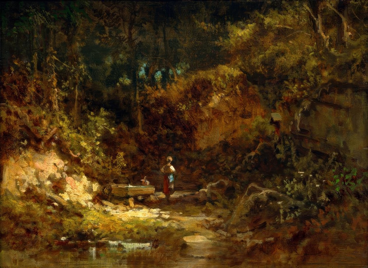 Garota na fonte da floresta de Carl Spitzweg
