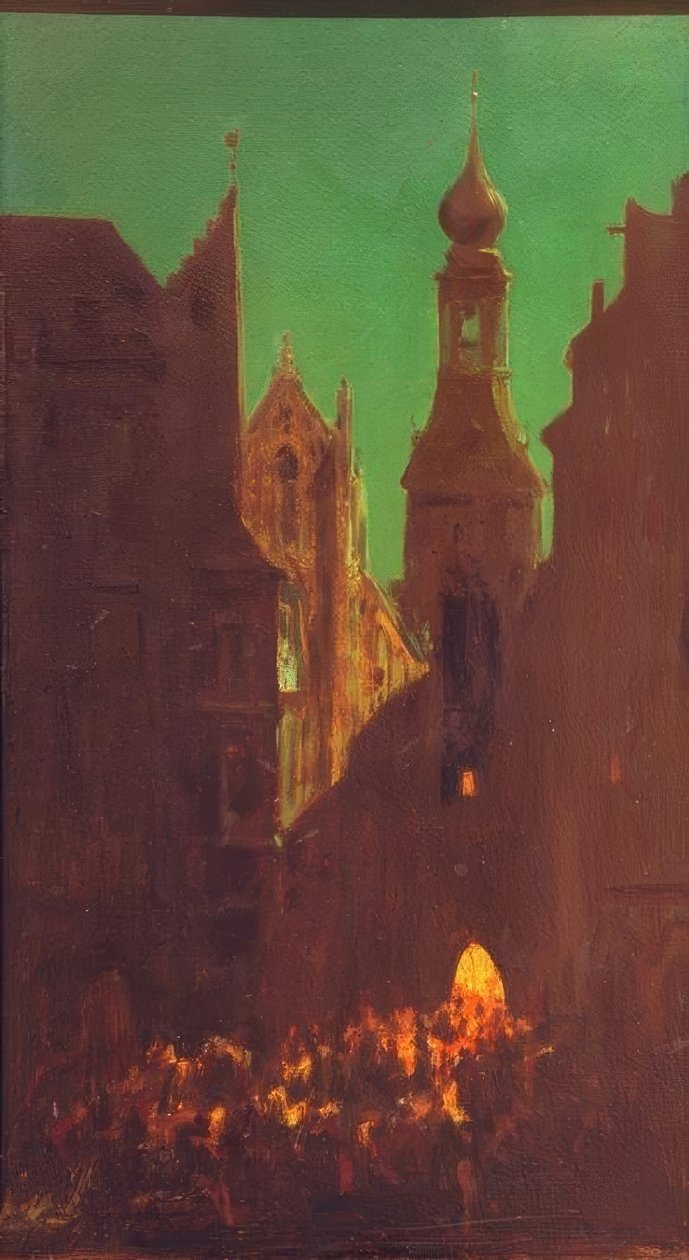 Marienplatz, em Munique de Carl Spitzweg
