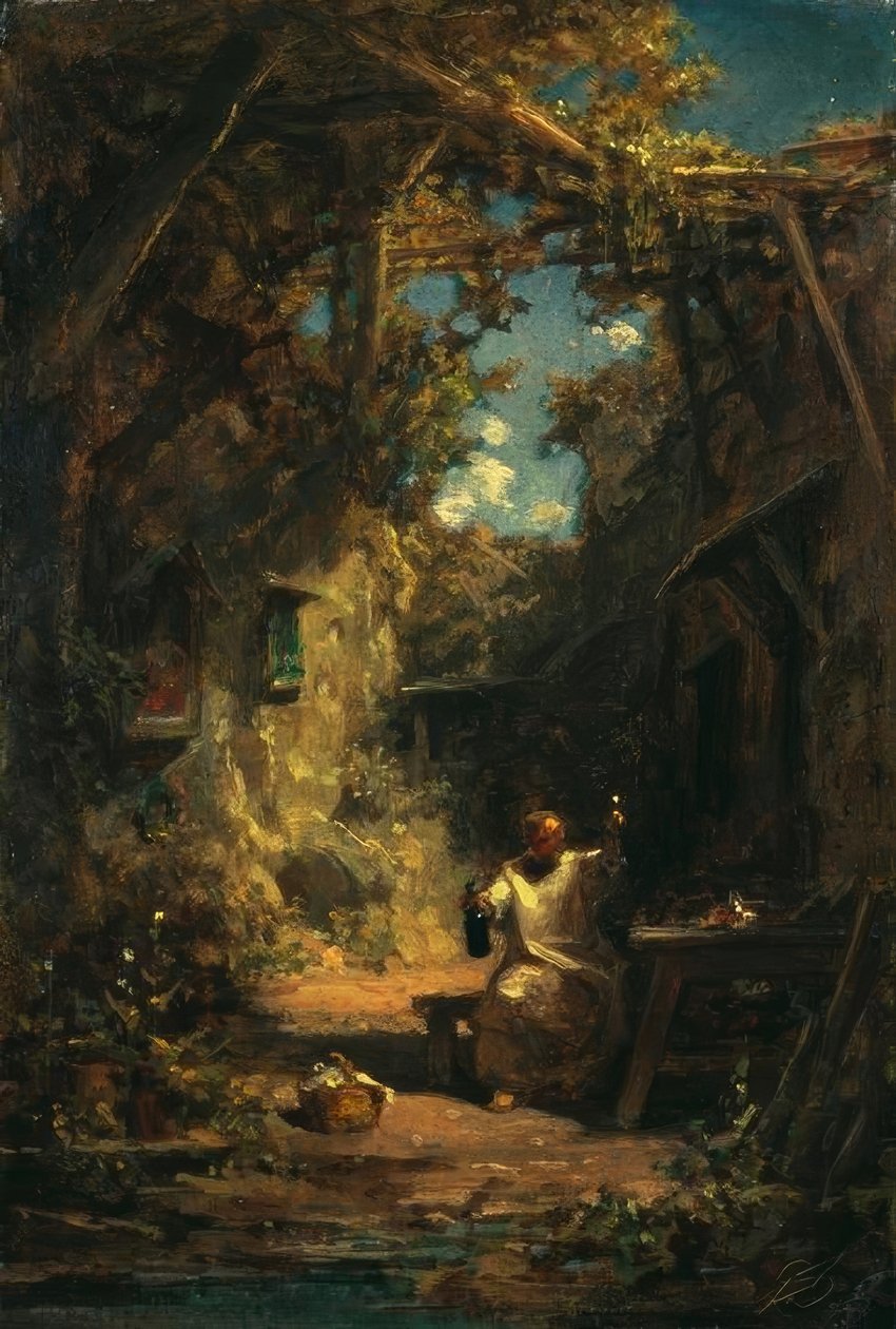 Monge na degustação de vinhos de Carl Spitzweg