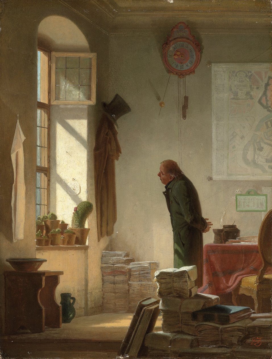 O amante do cacto; O amante do cacto, c.1860 de Carl Spitzweg