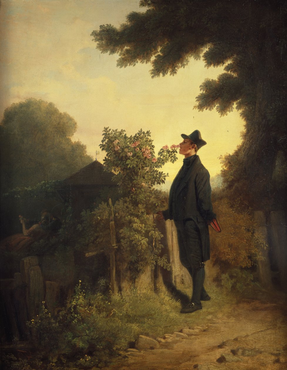 O amante de rosas, c.1847-50 (óleo sobre tela) de Carl Spitzweg