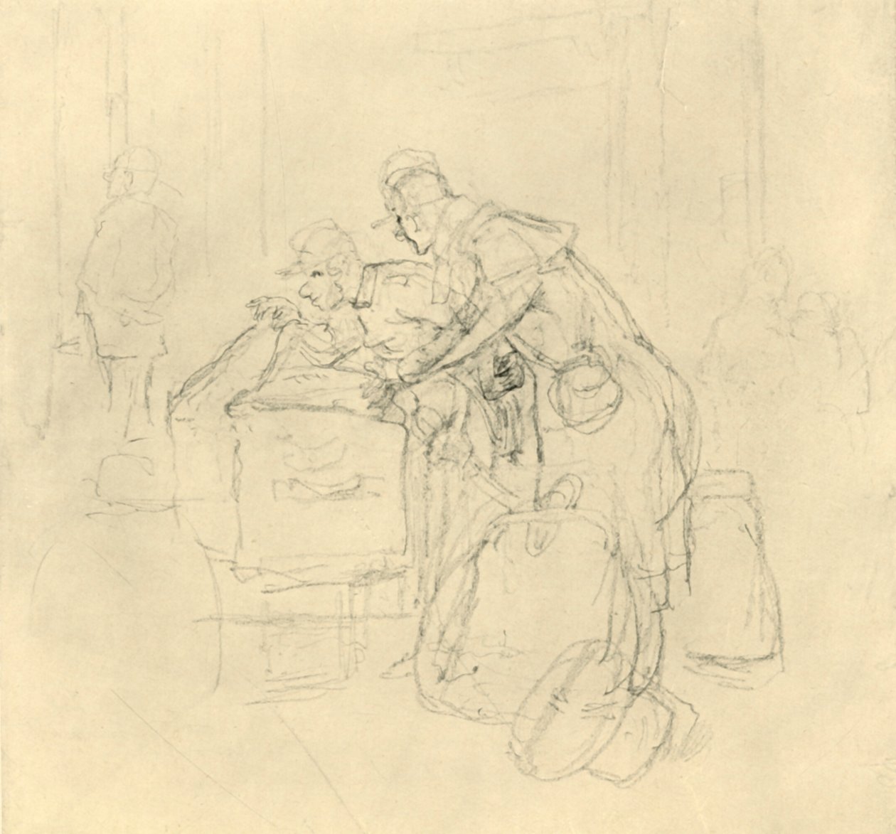 Zollvisitation II, meados do século XIX, c1924. de Carl Spitzweg
