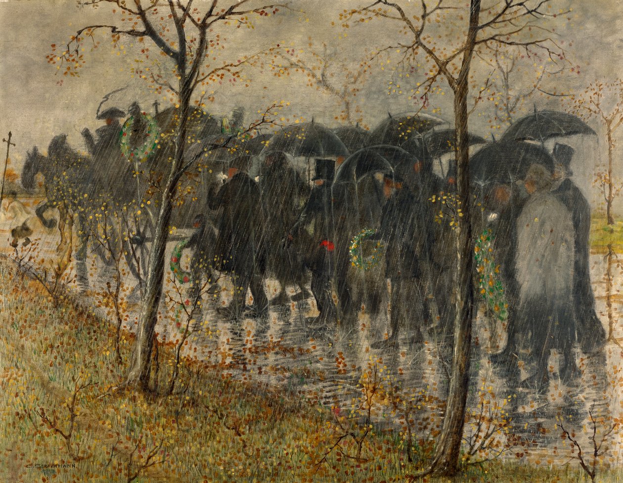 cortejo fúnebre na chuva de Carl Strathmann