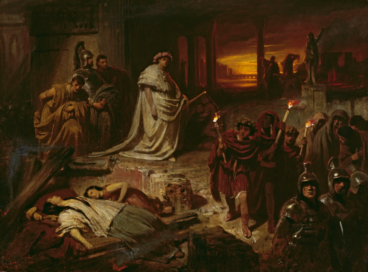 Nero nas ruínas de Roma de Carl Theodor von Piloty