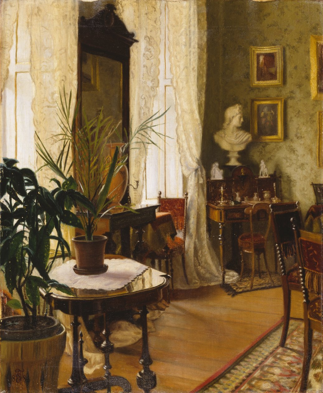 Um Interior (óleo sobre tela) de Carl Thomsen