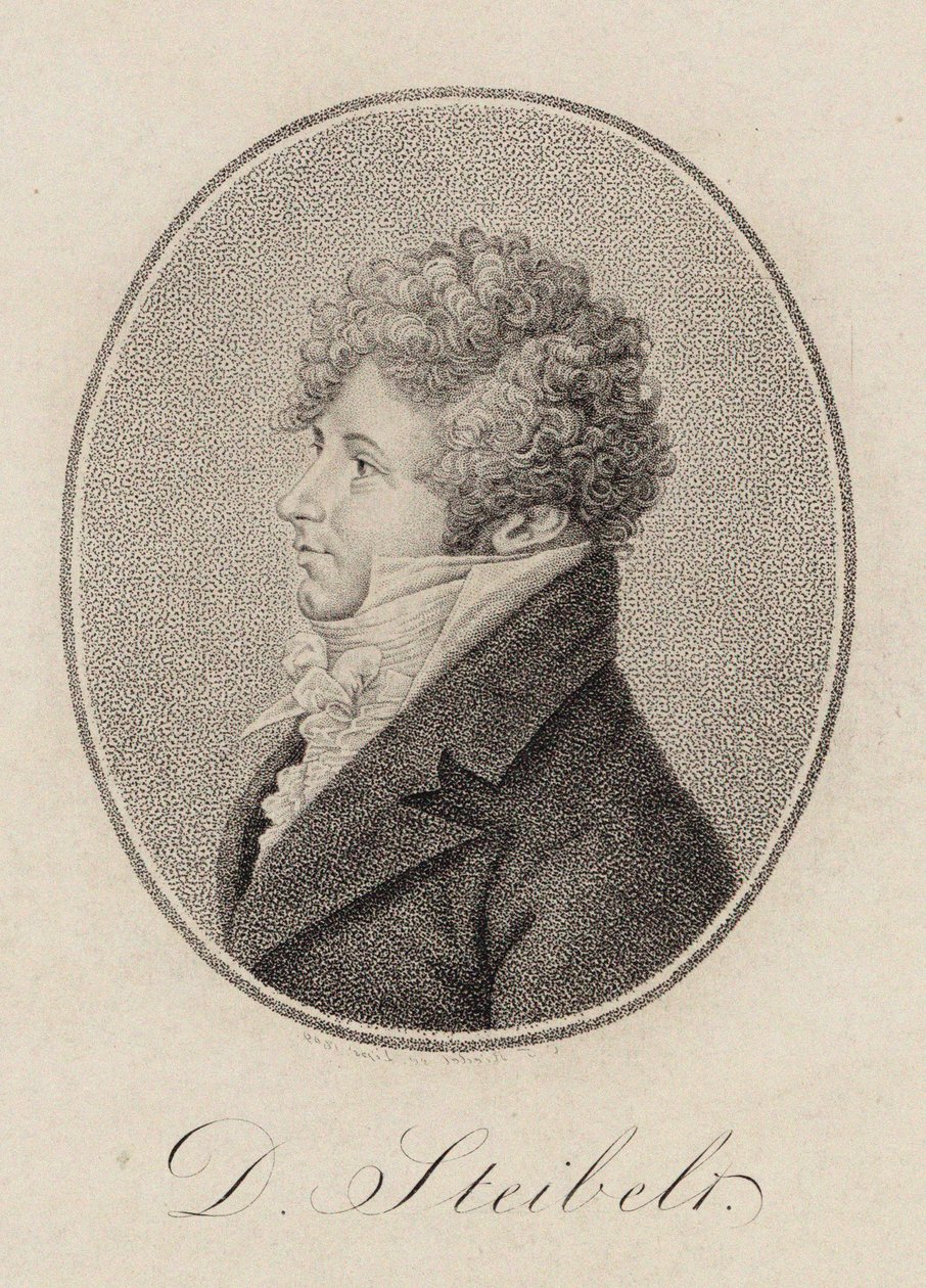 Retrato do pianista e compositor Daniel Steibelt 1765-1823, 1809. de Carl Traugott Riedel